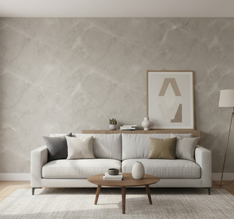 Papier peint salon carrelage ciment régulier - TenStickers