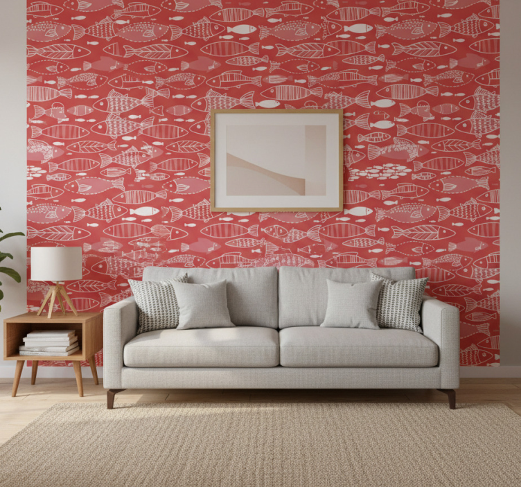 Papier peint salon de nombreux poissons sous la mer - TenStickers