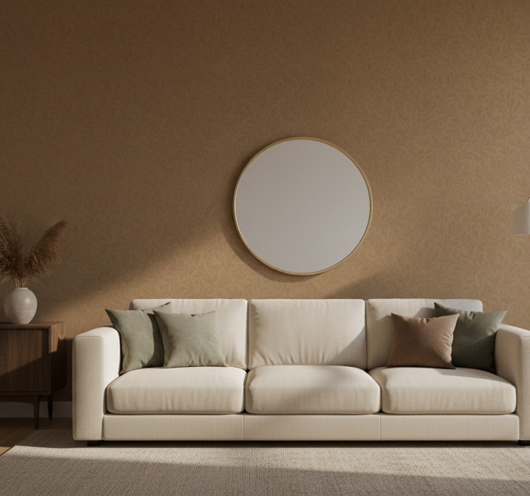 Papier peint salon design beige foncé élégant - TenStickers