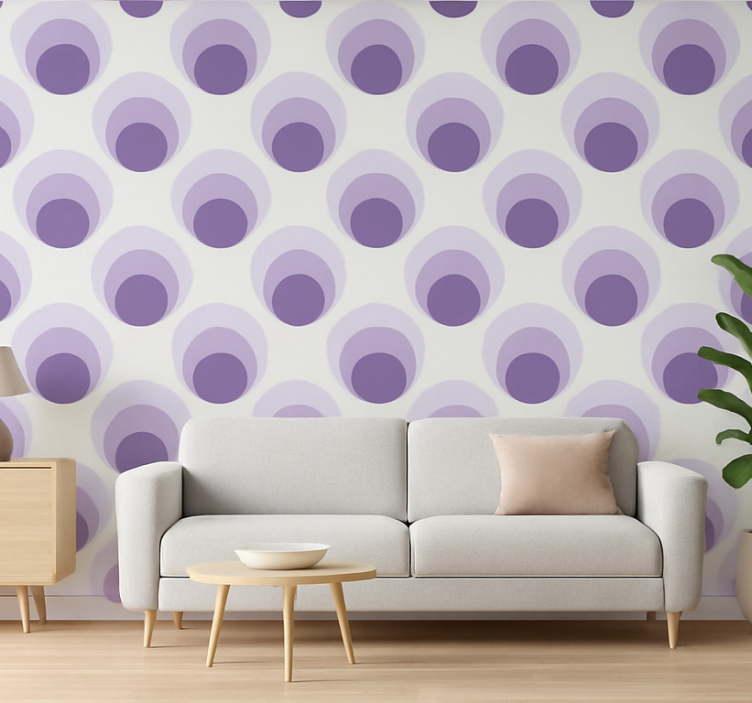 Papier peint salon design de cercles violets superposés - TenStickers