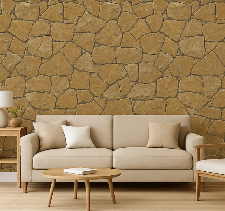 Papier peint salon design texturé neutre - TenStickers