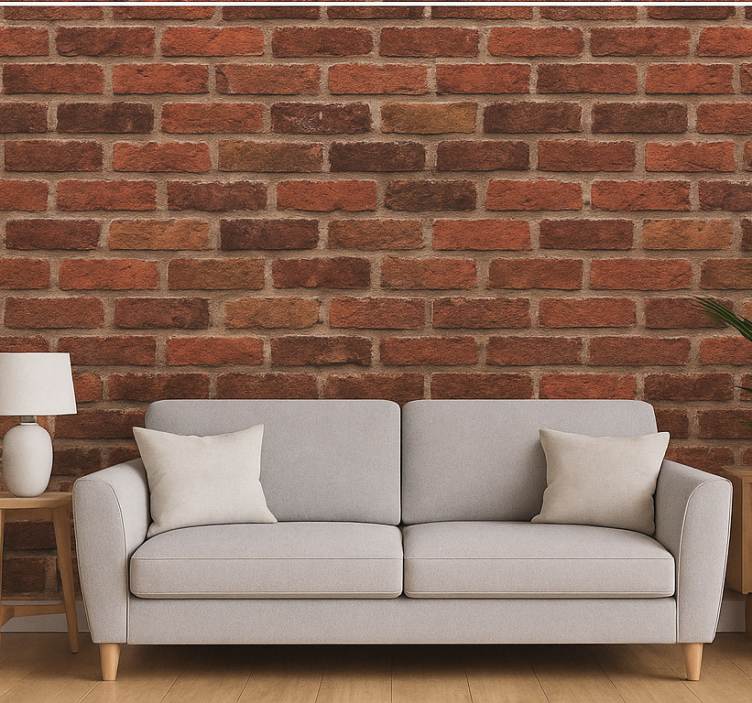 Papier peint salon effet brique rouge - TenStickers