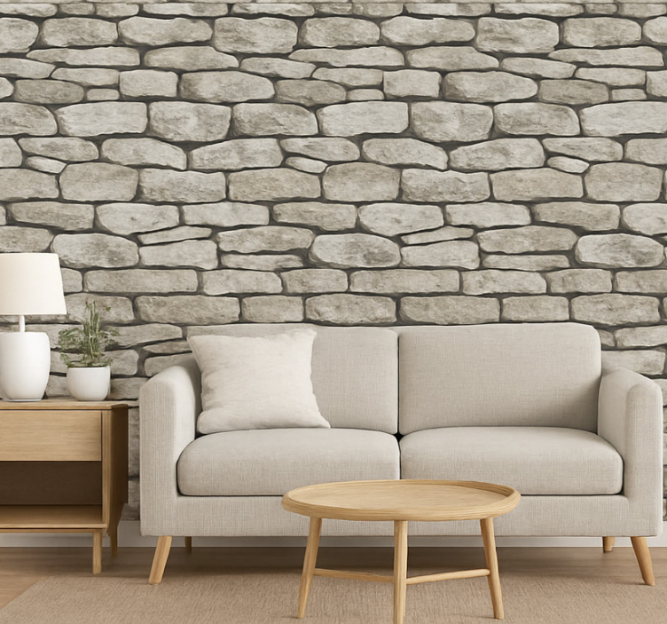 Papier peint salon effet pierre 3d - TenStickers