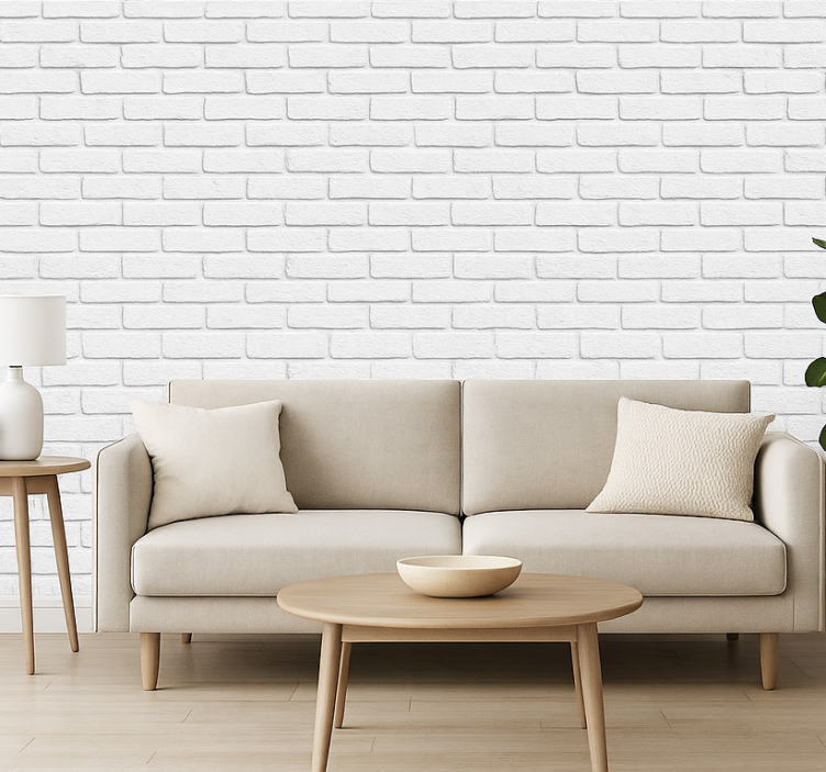 Papier peint salon effet pierre blanche - TenStickers