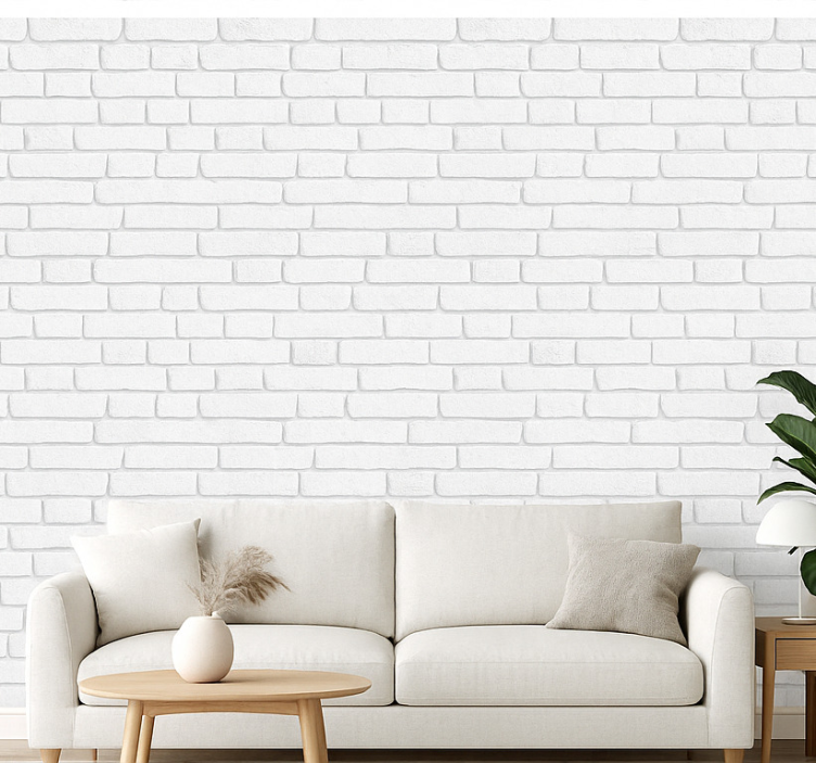 Papier peint salon effet pierre blanche - TenStickers