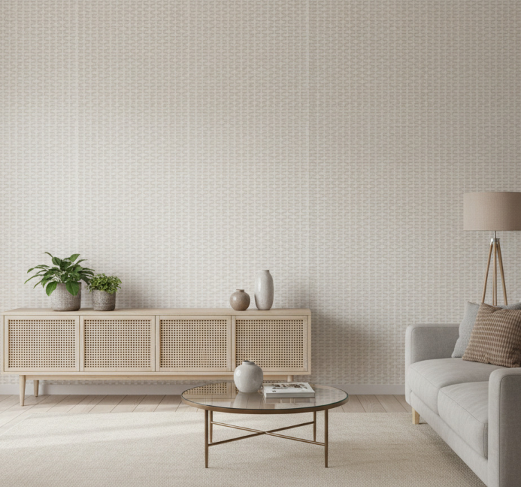 Papier peint salon effet rotin blanc - TenStickers