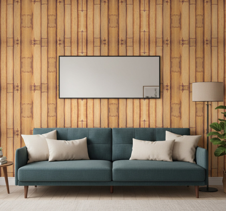 Papier peint salon effet texture bois bambou - TenStickers