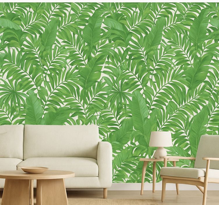 Papier peint salon feuilles tropicales - TenStickers