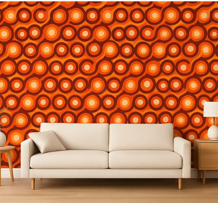 Papier peint salon figures modernes abstraites couleurs chaudes - TenStickers