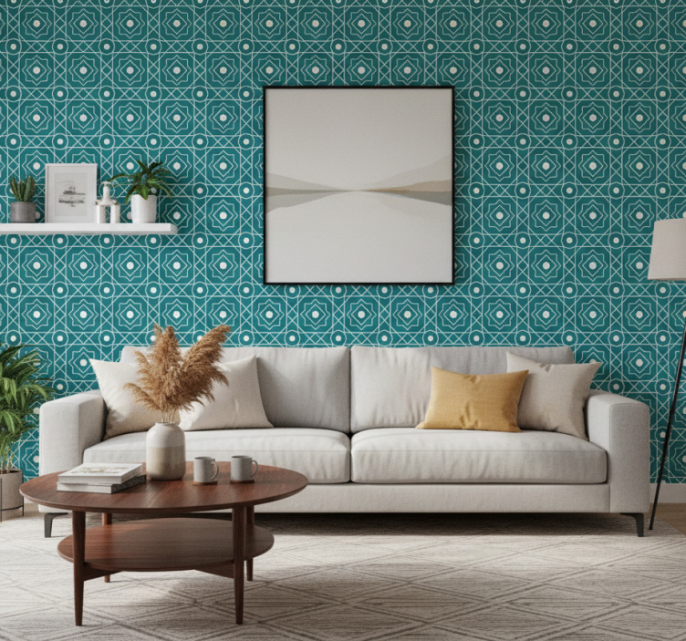 Papier peint salon finition texture géométrique - TenStickers