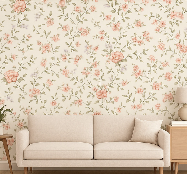 Papier peint salon floral fantaisie - TenStickers