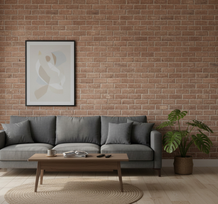 Papier peint salon illusion de briques - TenStickers