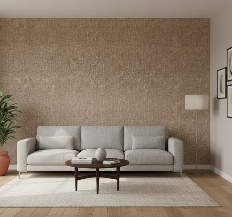 Papier peint salon imitation fibre naturelle beige - TenStickers