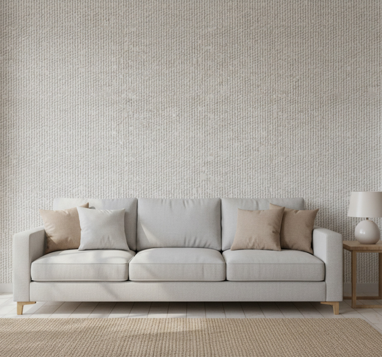 Papier peint salon imitation fibre naturelle blanche - TenStickers