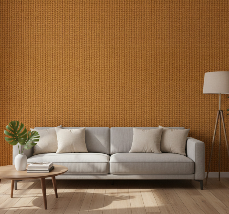 Papier peint salon imitation fibre naturelle orange - TenStickers