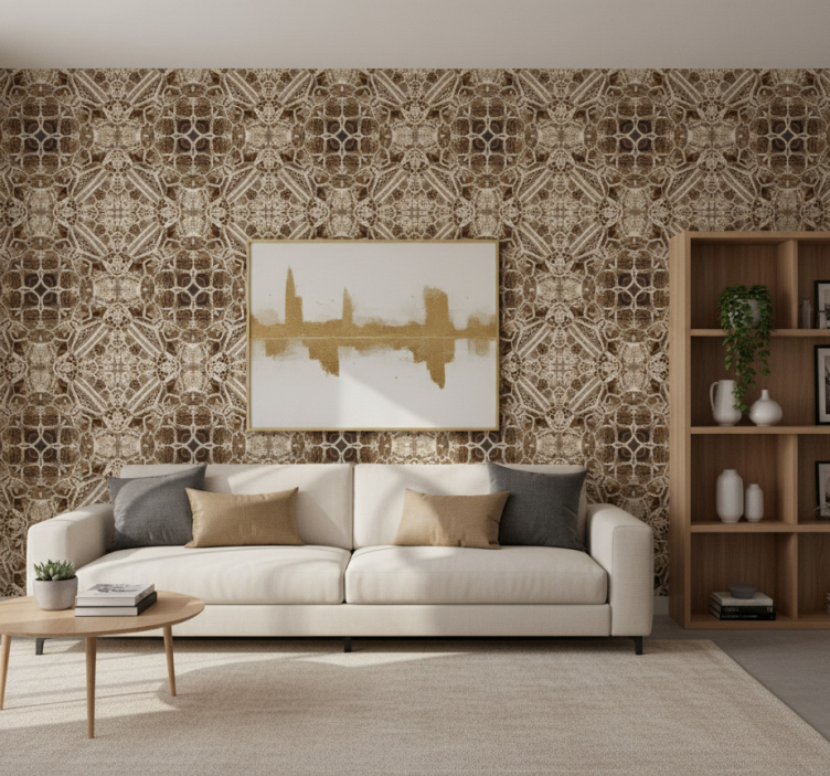 Papier peint salon kaleidoscope de dentelle ornée - TenStickers