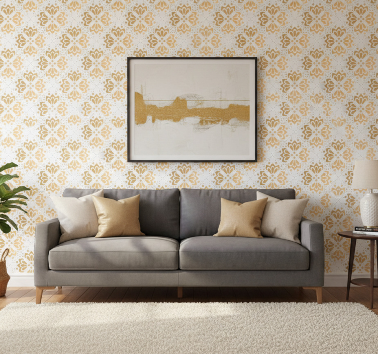 Papier peint salon mandalas dorés - TenStickers