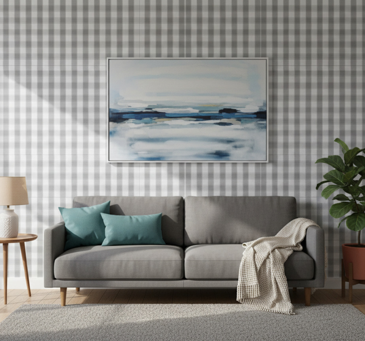 Papier peint salon motif à carreaux classique - TenStickers