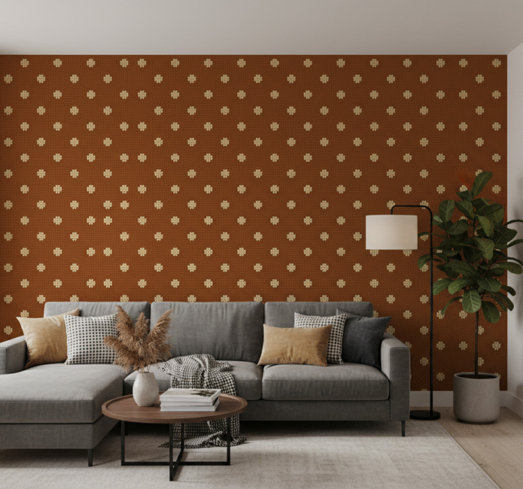 Papier peint salon motif à pois texturé - TenStickers