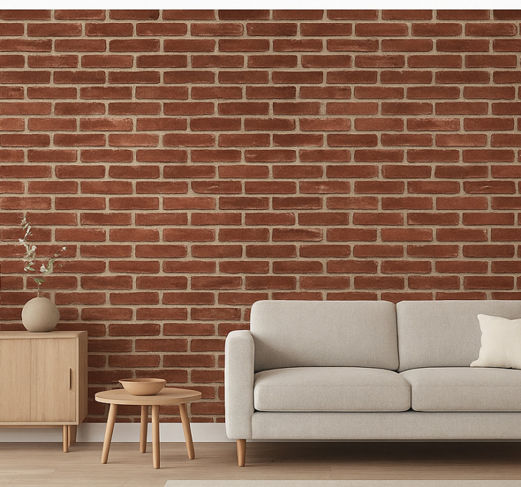 Papier peint salon motif brique rouge - TenStickers