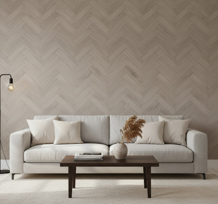 Papier peint salon motif chevron taupe woodward - TenStickers