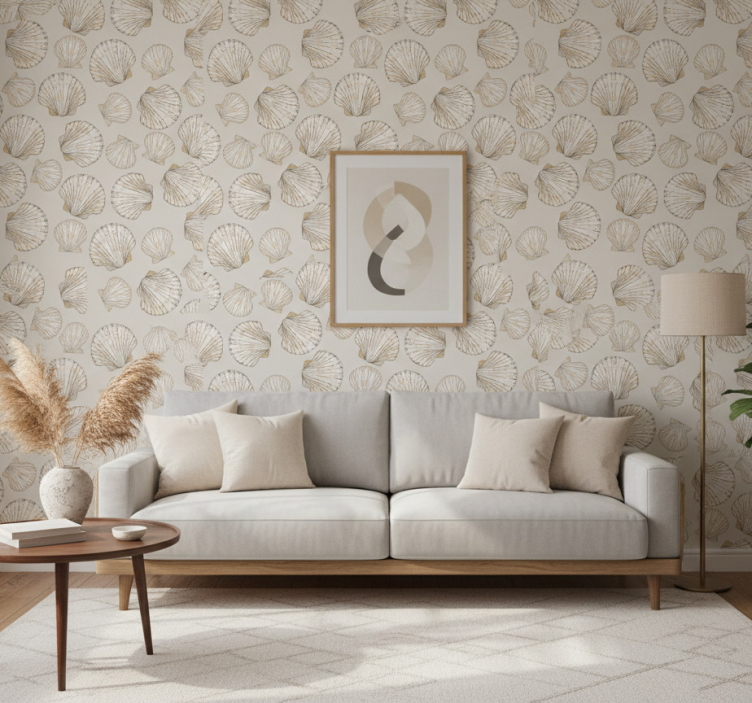 Papier peint salon motif coquillage - TenStickers