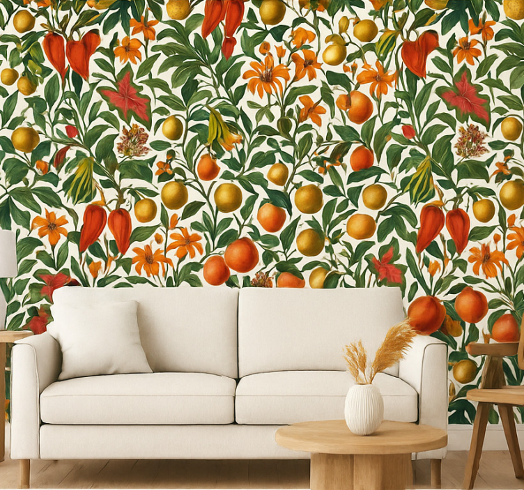 Papier peint salon motif exotique coloré - TenStickers