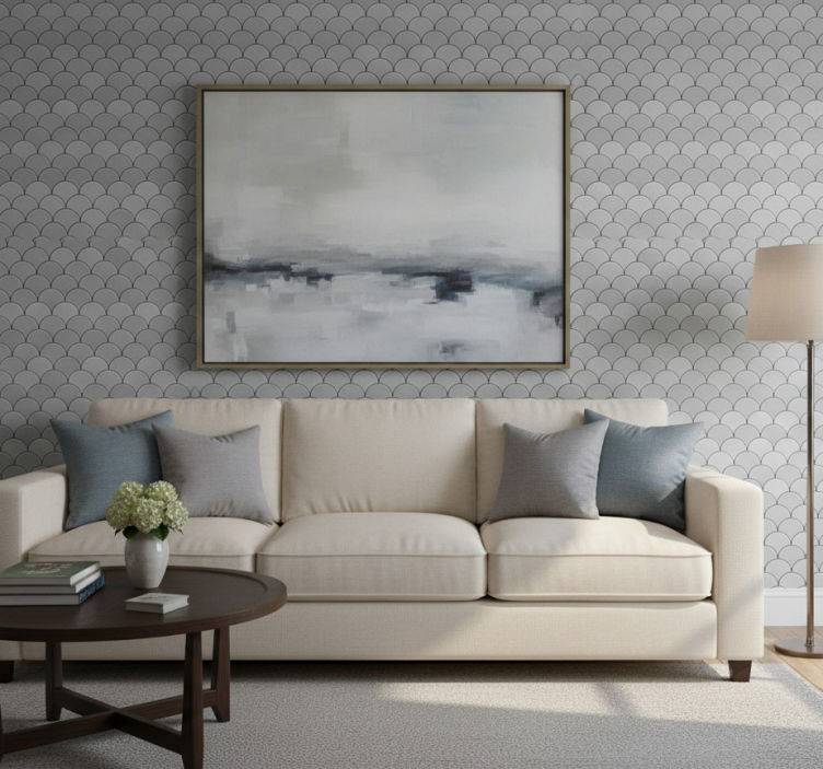 Papier peint salon motif festonné - TenStickers