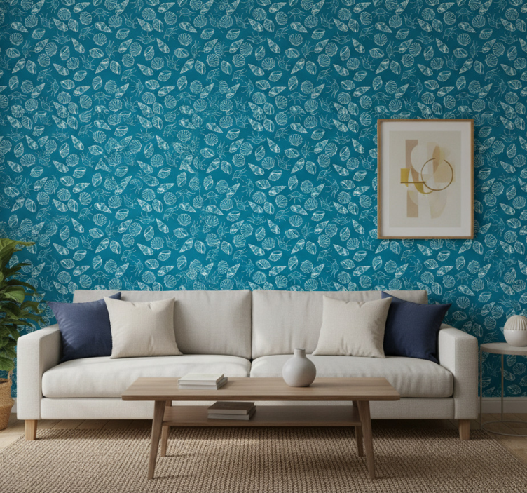 Papier peint salon motif feuilles - TenStickers