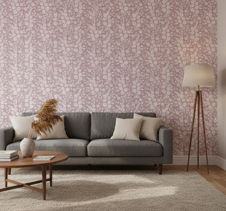 Papier peint salon motif fleurs élégantes - TenStickers