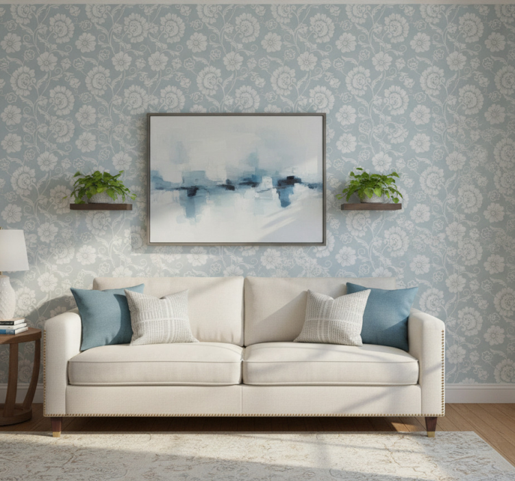 Papier peint salon motif floral arrangé - TenStickers