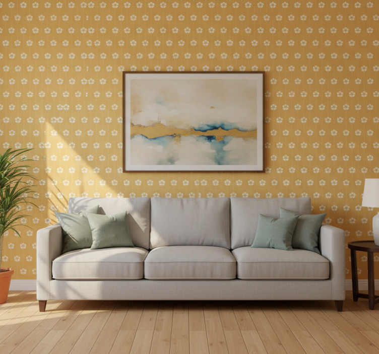 Papier peint salon motif floral élégant - TenStickers