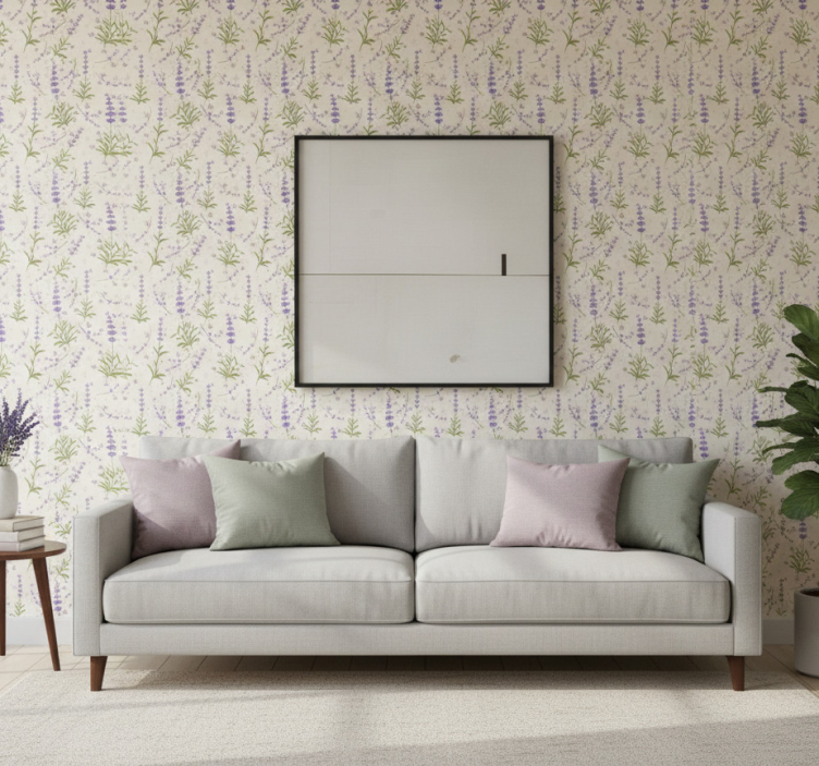 Papier peint salon motif floral lavande - TenStickers