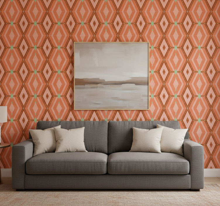 Papier peint salon motif hexagonal géométrique - TenStickers