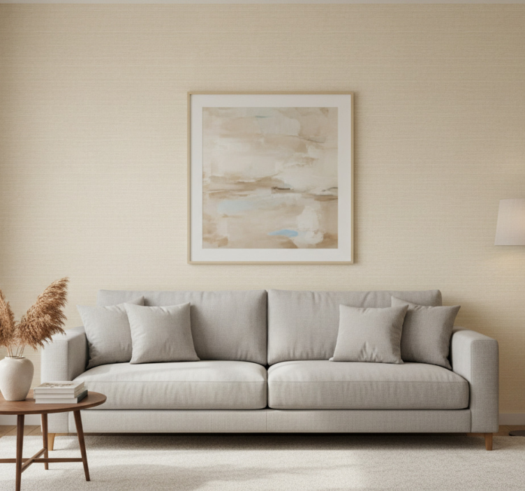 Papier peint salon motif jute beige fin - TenStickers