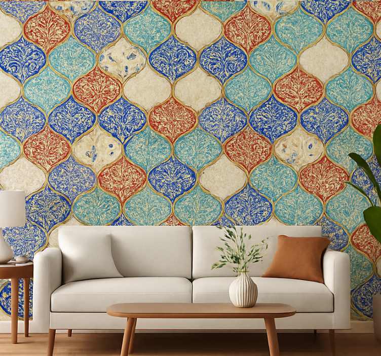 Papier peint salon motif marocain coloré - TenStickers