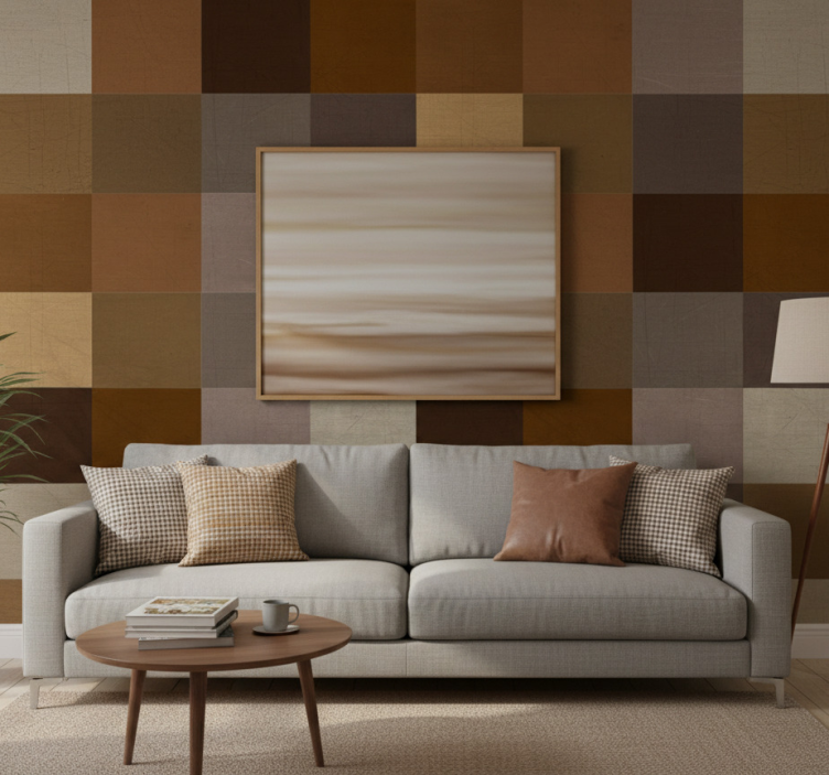 Papier peint salon motif patchwork - TenStickers