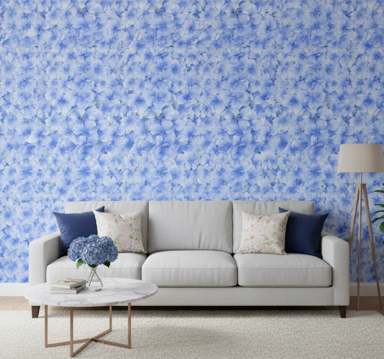 Papier peint salon motif pétales d'hortensia - TenStickers