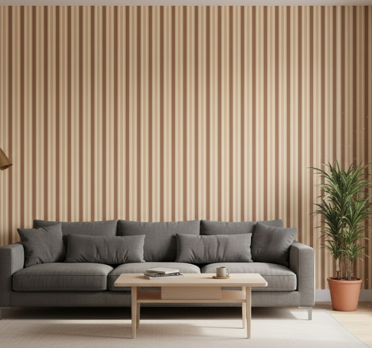 Papier peint salon motif rayé marron - TenStickers
