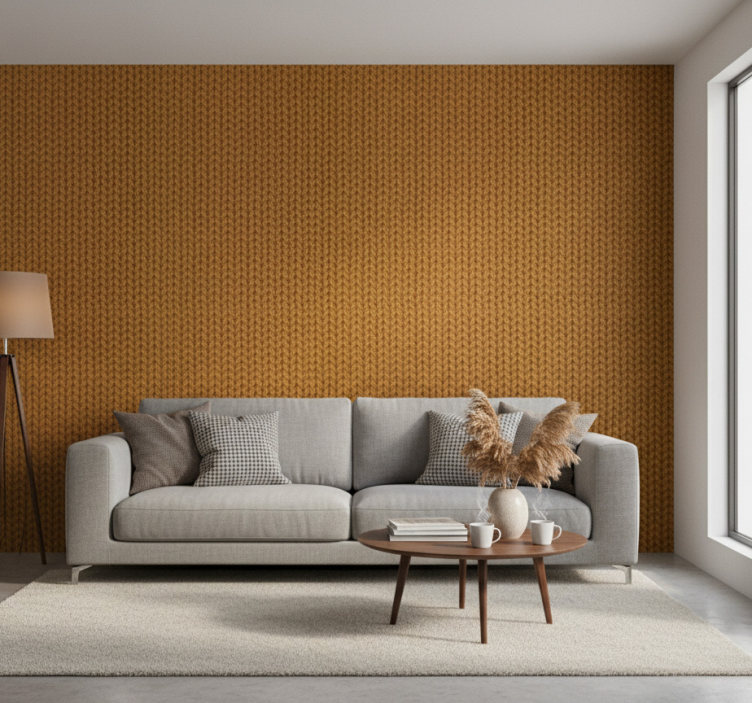 Papier peint salon motif tissu tricoté - TenStickers