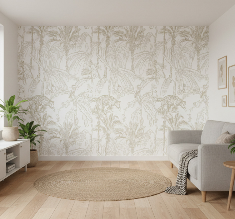 Papier peint salon motif toile tropicale - TenStickers