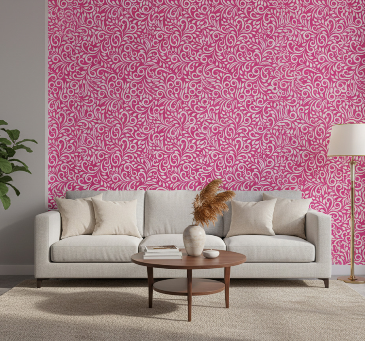 Papier peint salon motif tourbillon floral - TenStickers