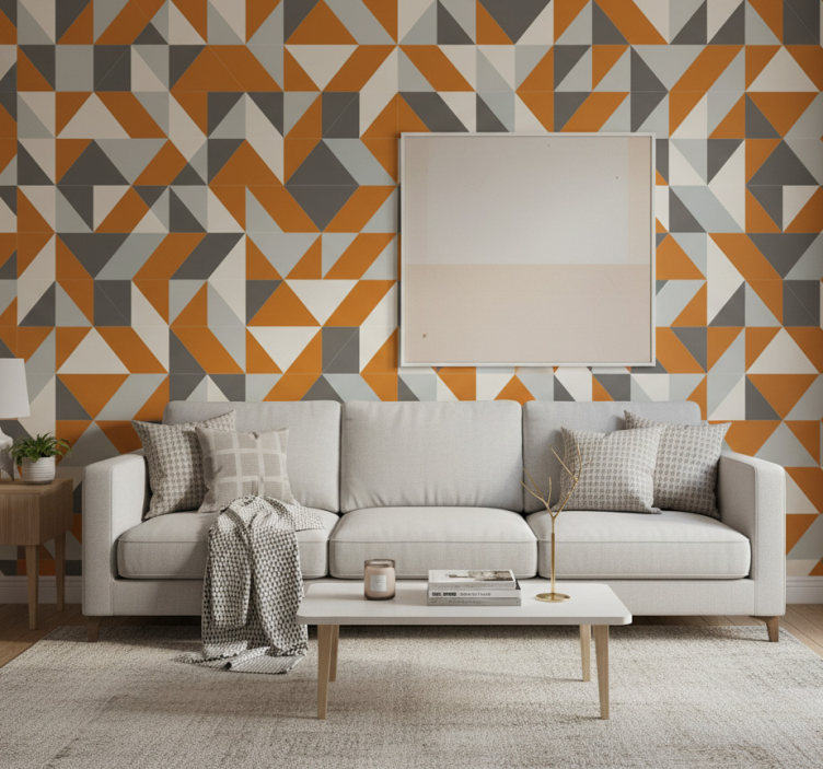 Papier peint salon motif triangles angulaires - TenStickers