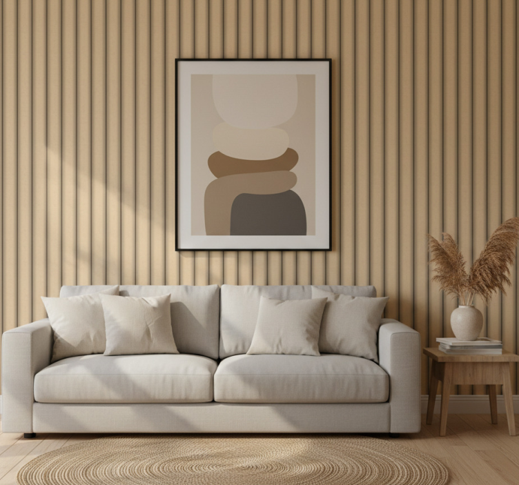 Papier peint salon motif tube brun minimaliste - TenStickers