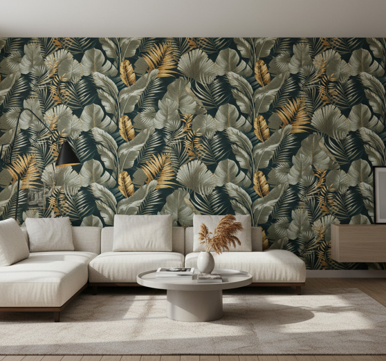 Papier peint salon motifs botaniques et floraux - TenStickers