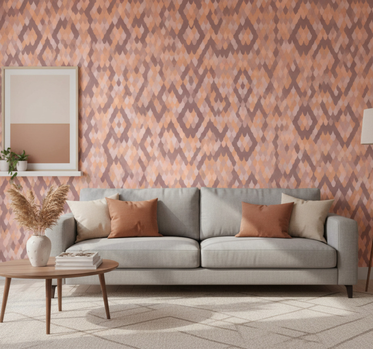 Papier peint salon motifs diamants géométriques - TenStickers