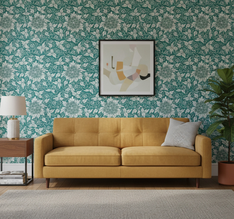 Papier peint salon ornement floral vintage - TenStickers