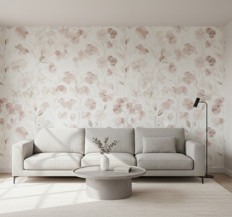 Papier peint salon pétales pressés aquarelle - TenStickers