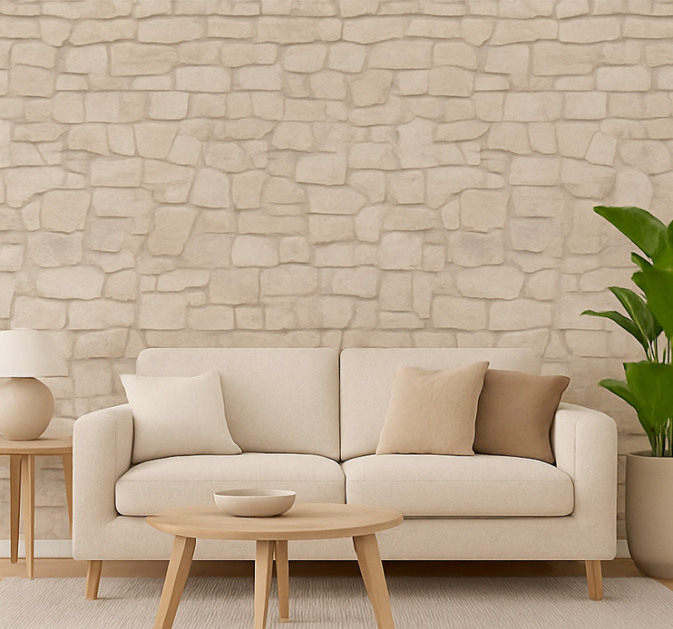 Papier peint salon pierre naturelle - TenStickers