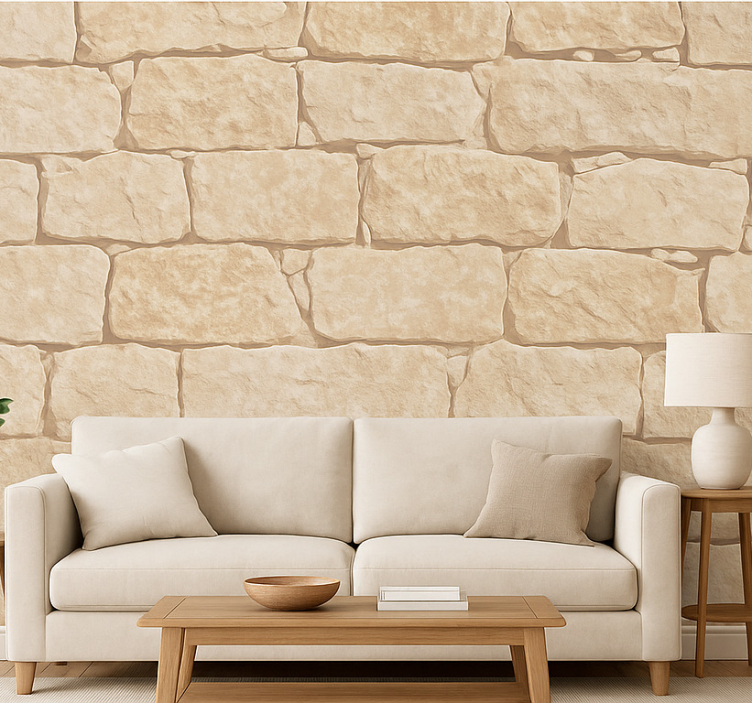 Papier peint salon pierre naturelle - TenStickers